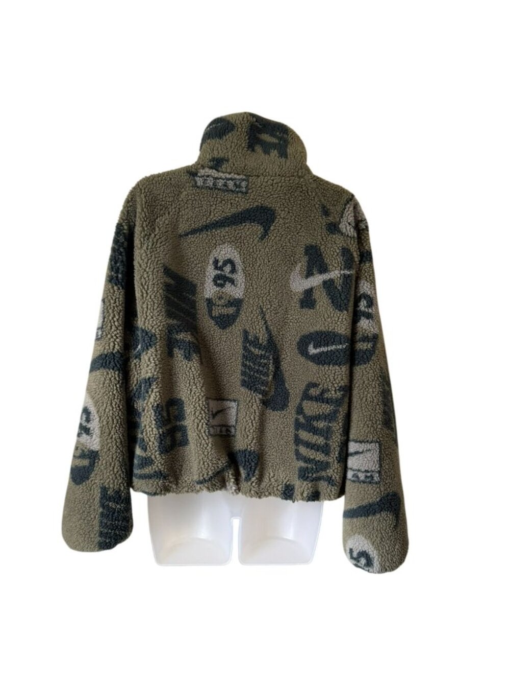 Nike Sportswear Men's High-Pile Sherpa Fleece Jacket Olive Logo Print XS - Picture 3 of 10